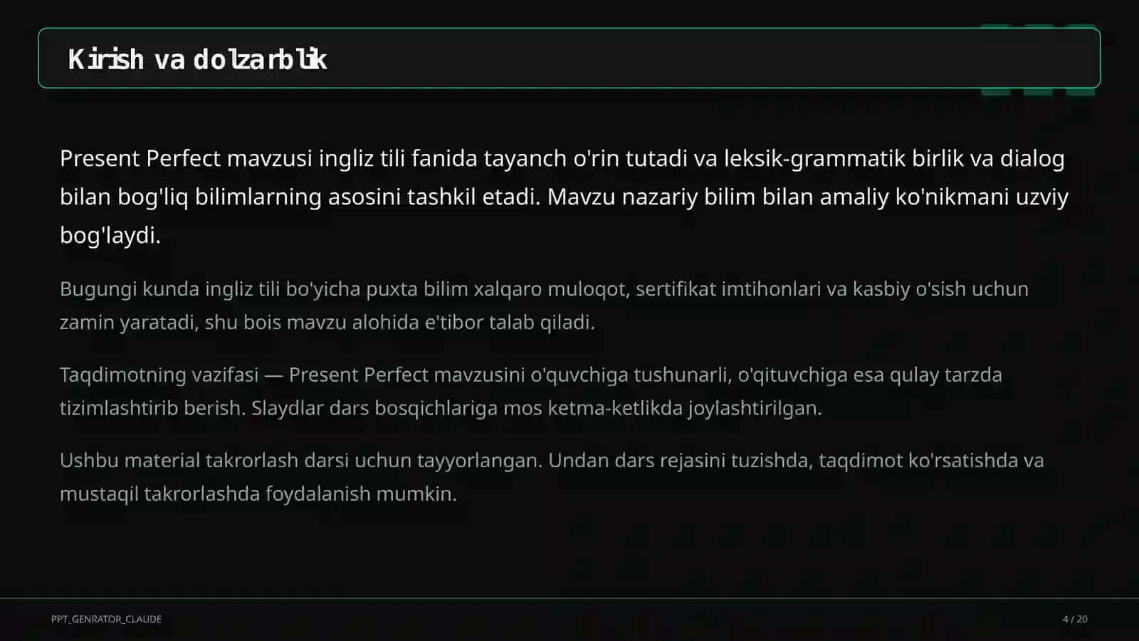 Present Perfect (8-sinf) 4