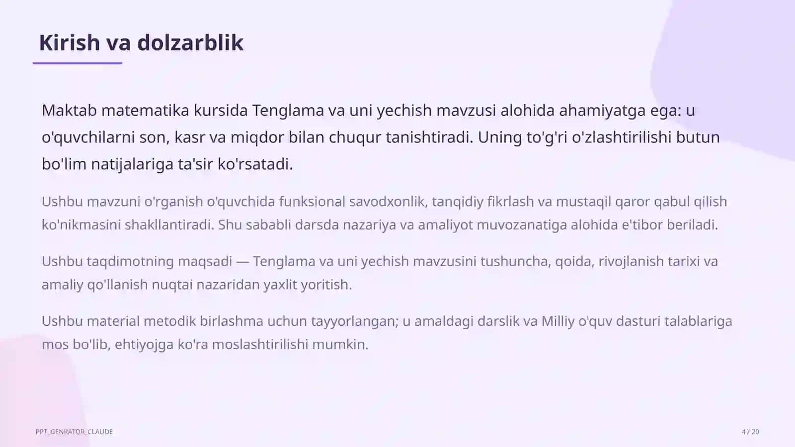 Tenglama va uni yechish (5-sinf) 4
