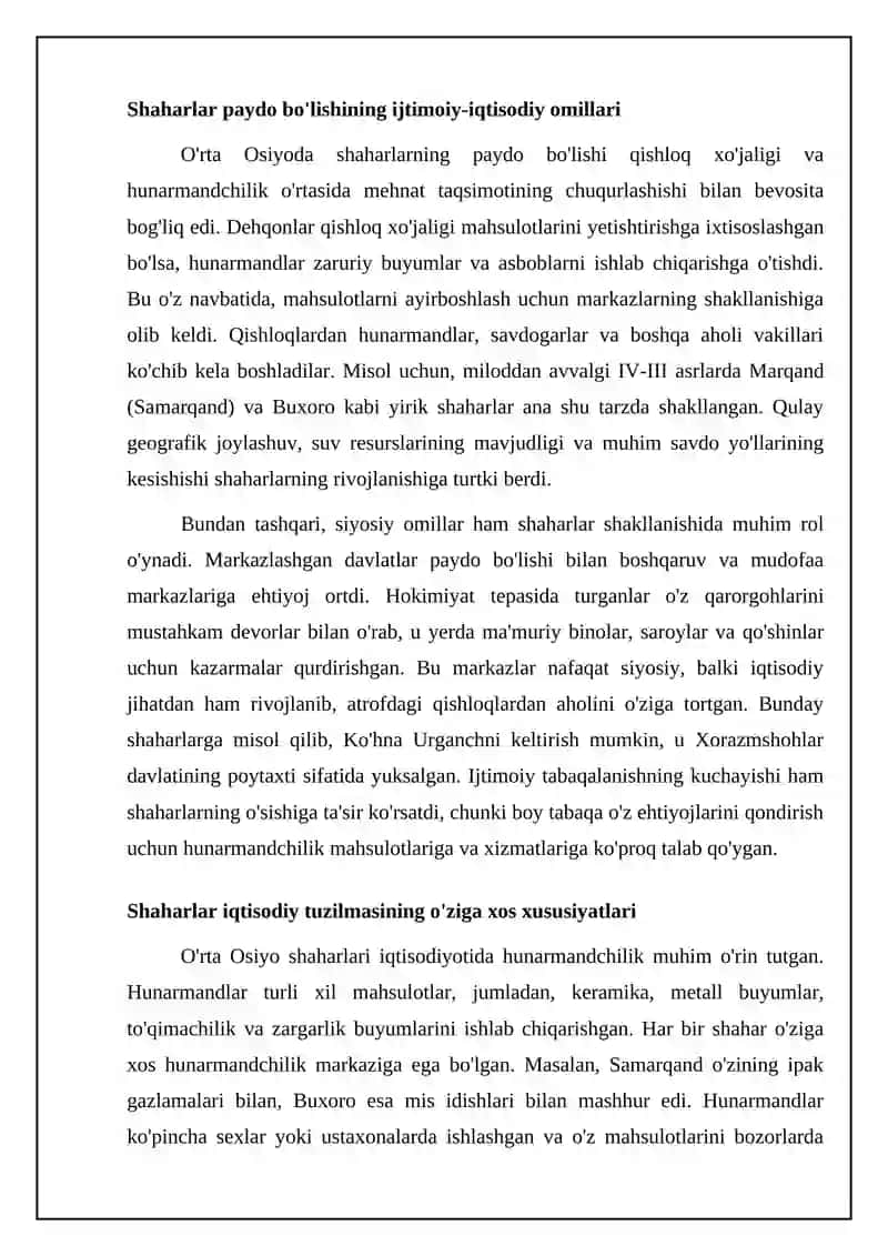 O'rta Osiyoda shahar xujaligining rivojlanishi 4
