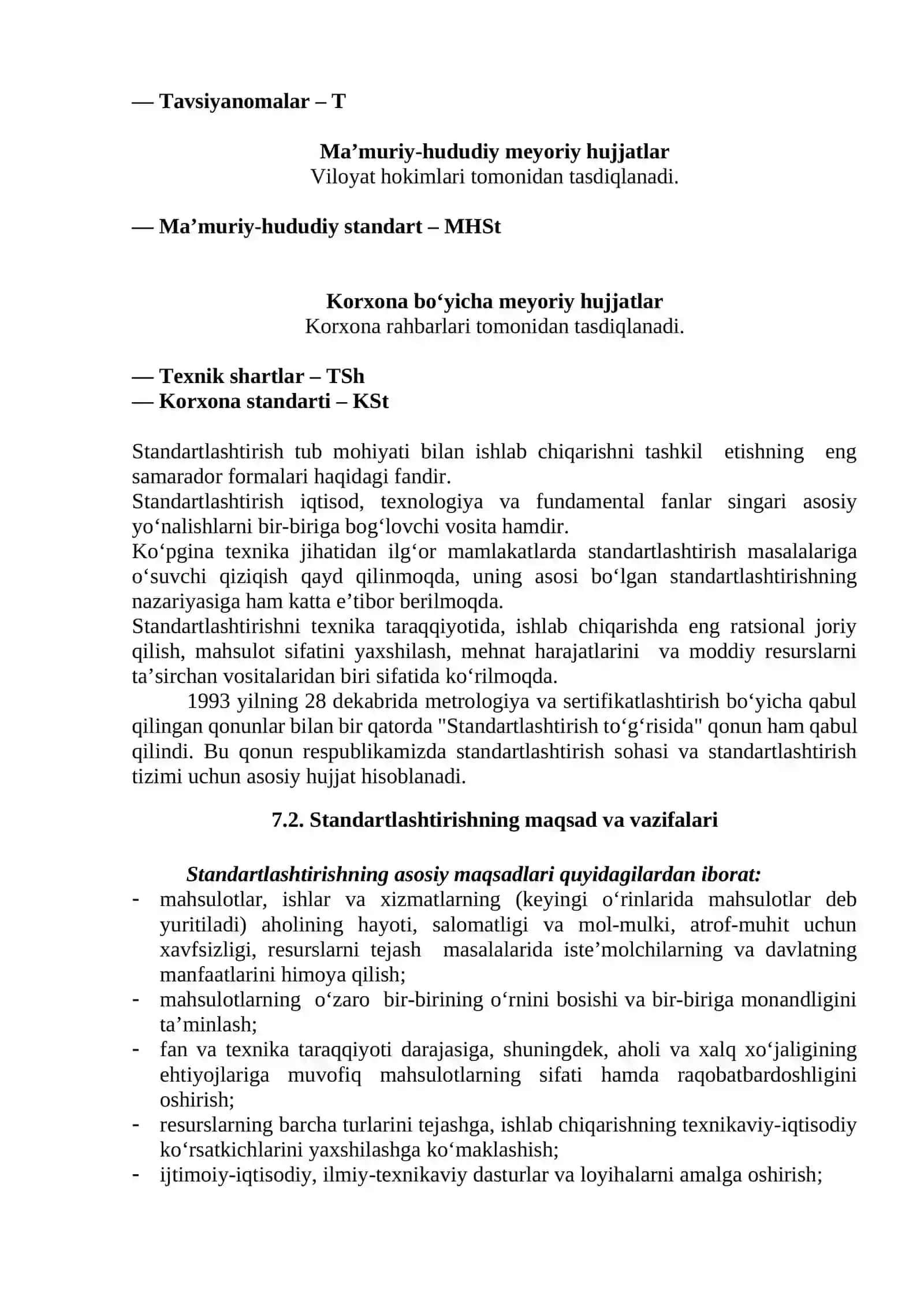 Standartlashtirishning maqsad va vazifalari 4