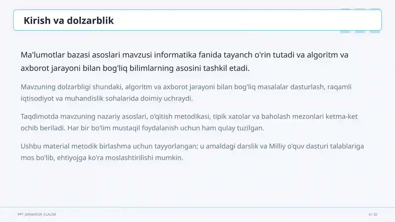 Ma'lumotlar bazasi asoslari (9-sinf) 4