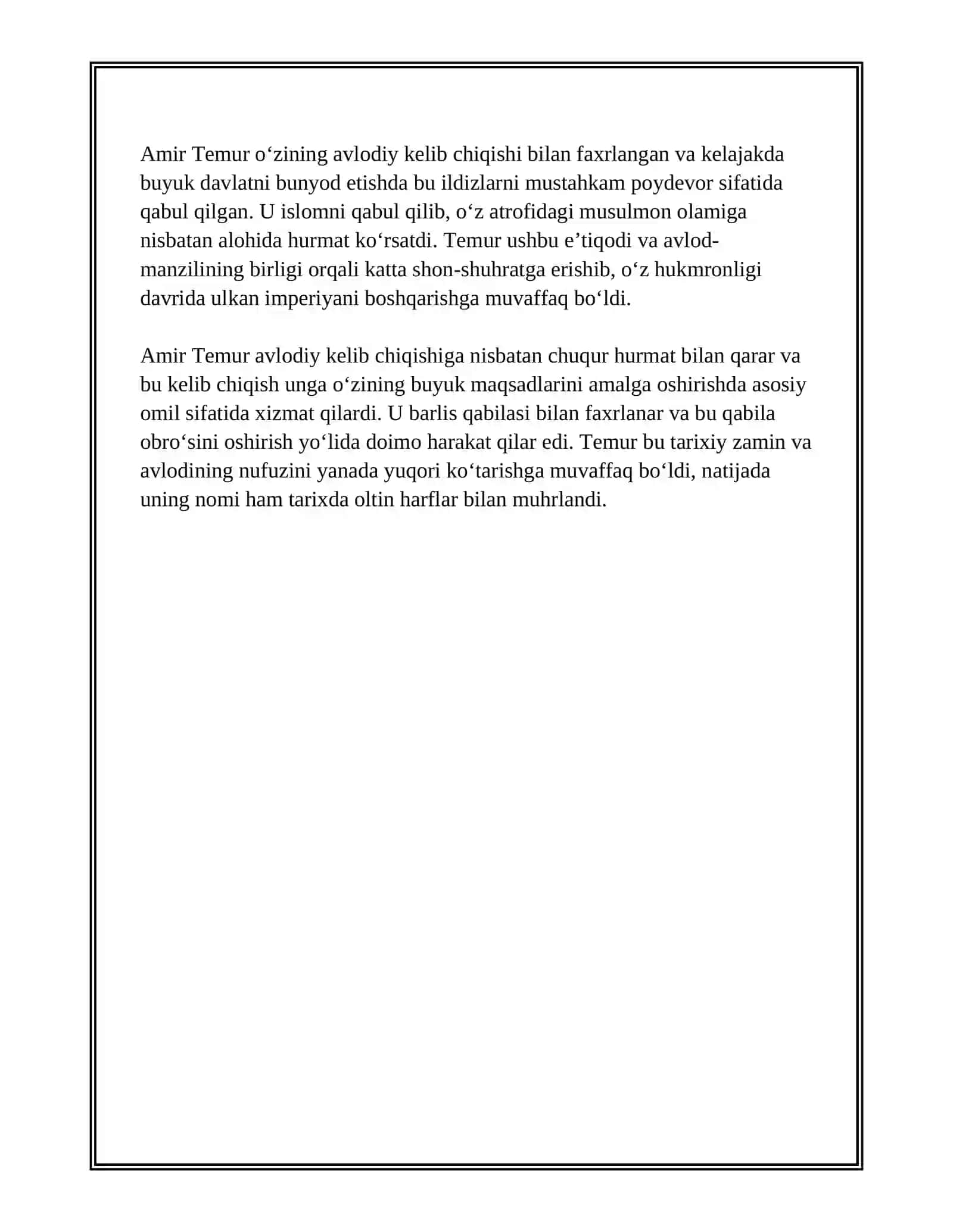 O'ZBEKISTON TARIX AMIR TEMUR HAQIDA MA'LUMOT 4