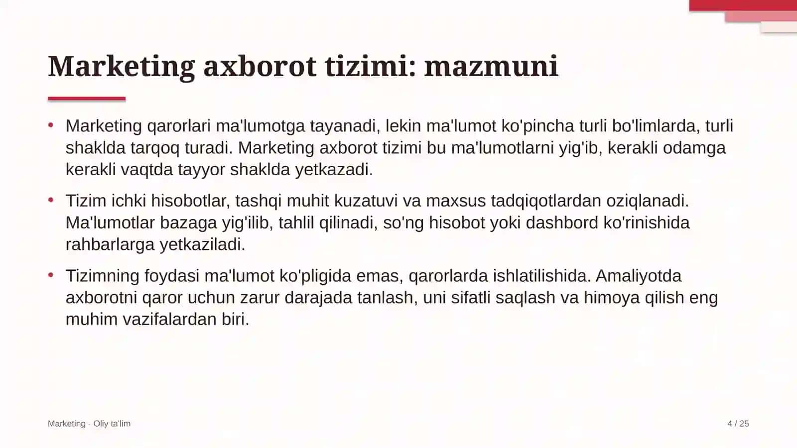 Ijod maktablarida marketing axborot tizimi 4