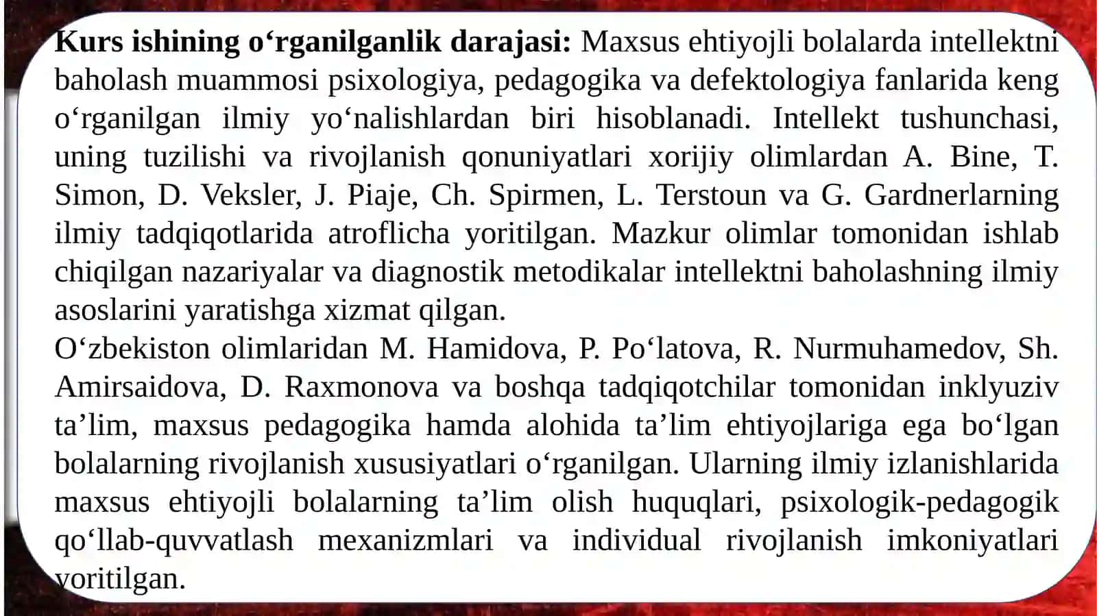 MAXSUS EHTIYOJLI BOLALARDA INTELLEKTNI BAHOLASH 4