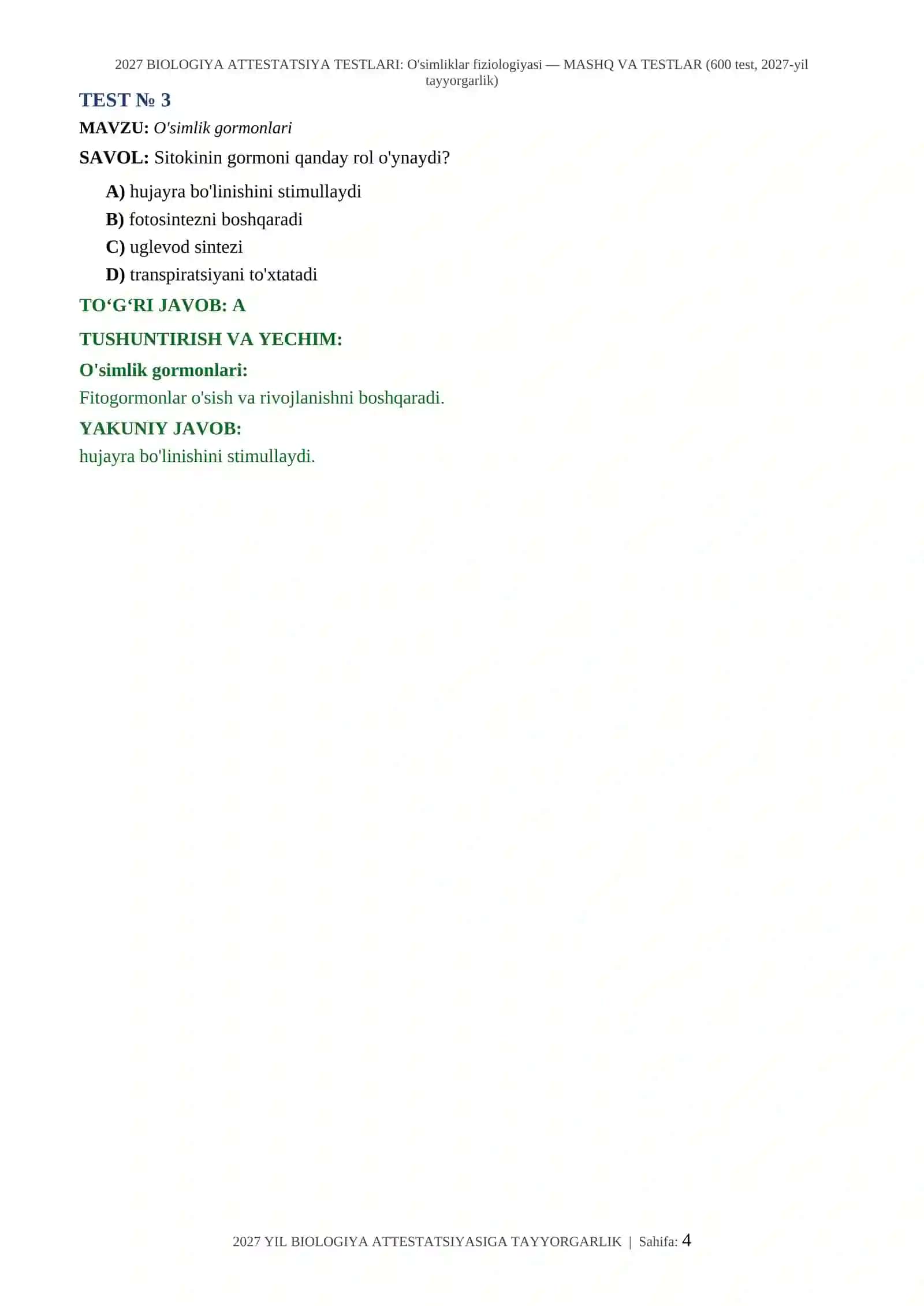 2027 BIOLOGIYA ATTESTATSIYA TESTLARI 4