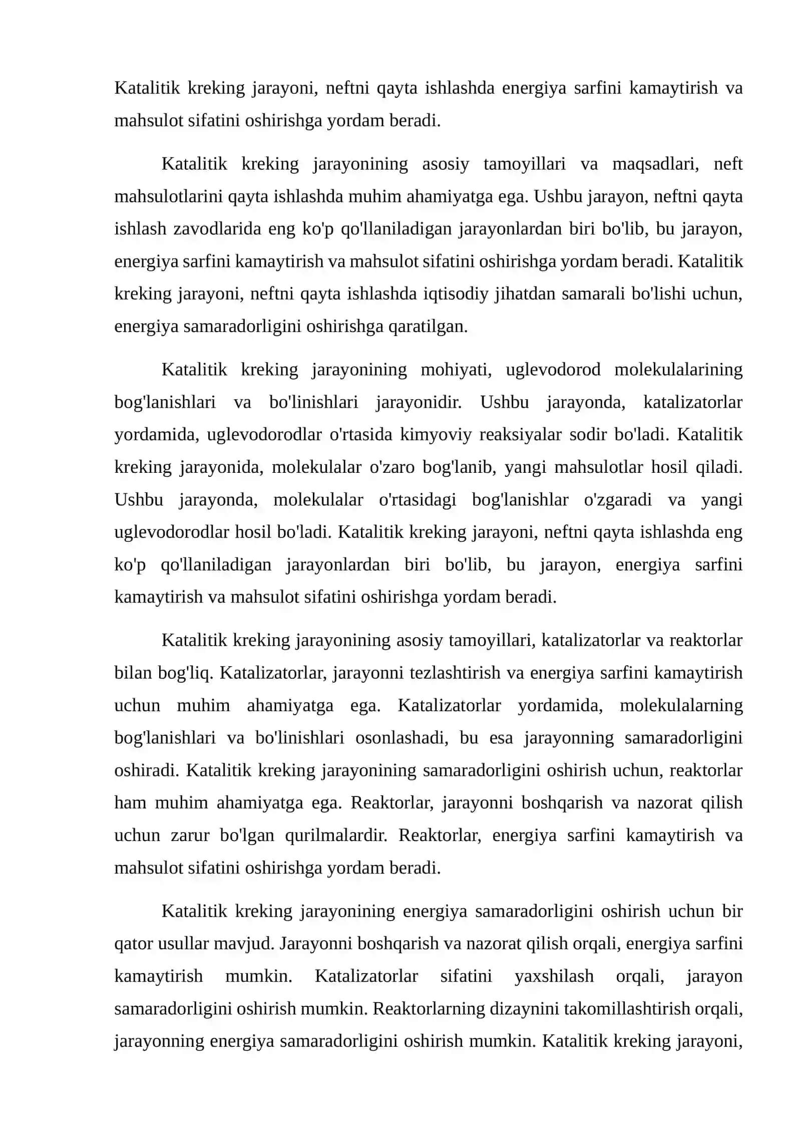 Katalitik kreking jarayoni katalizatorlar va reaktorlar 4