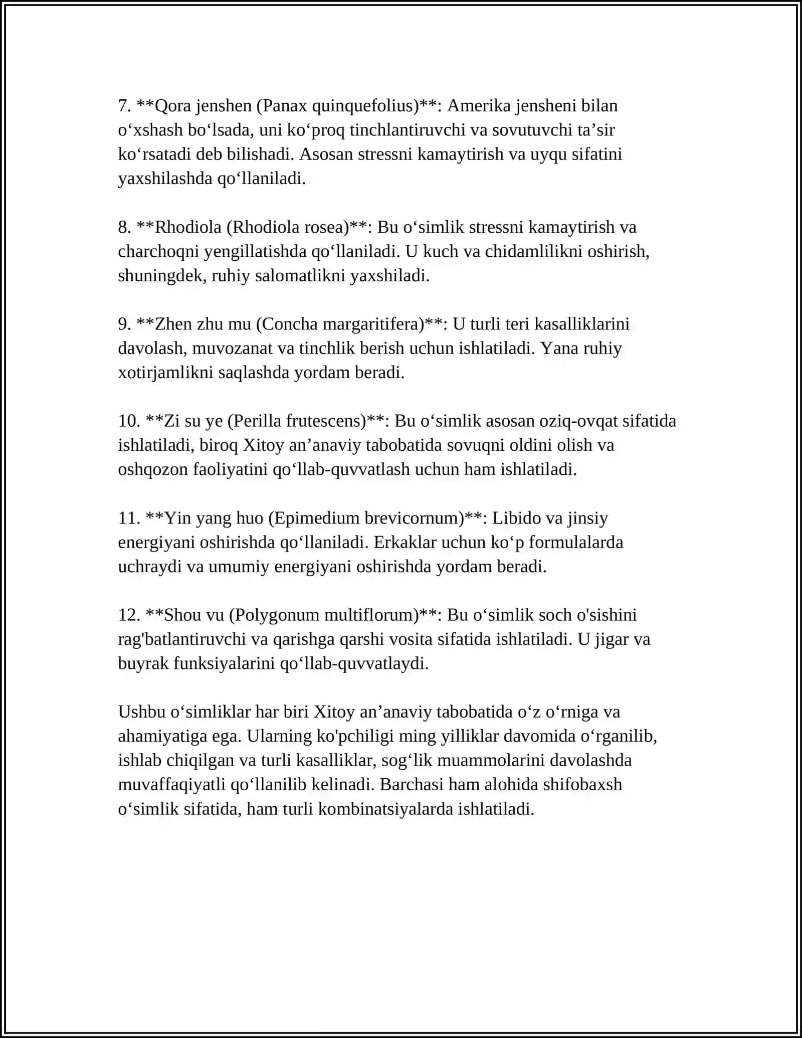XITOY ANʼANAVIY TABOBATIDA DORIVOR OʻSIMLIKLAR 4