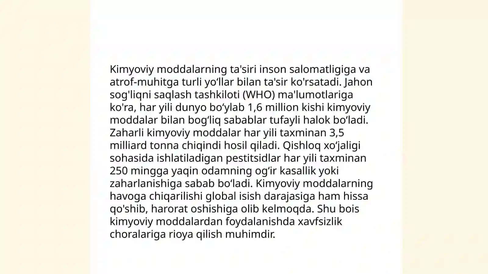 Ish joyida uchraydigan asosiy zararli taʼsirlar va ularni gigiyenik baholash 4