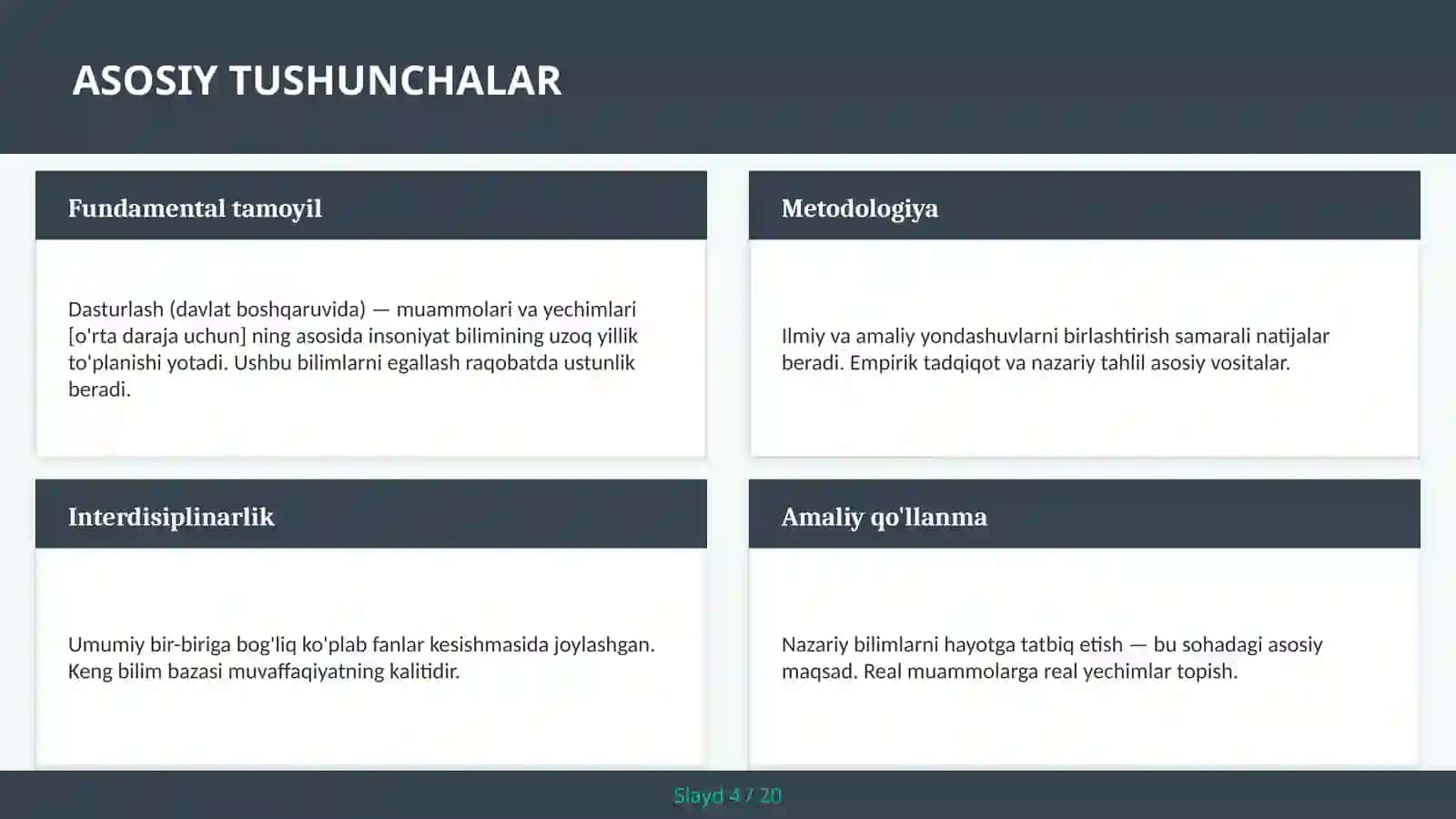 Dasturlash (davlat boshqaruvida) — muammolari va yechimlari [o'rta daraja uchun] 4