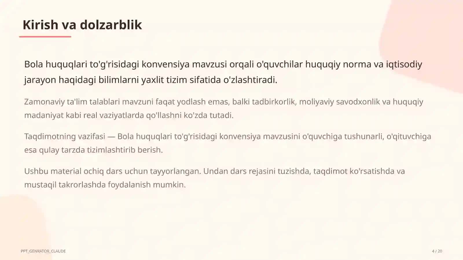 Bola huquqlari to'g'risidagi konvensiya (9-sinf) 4