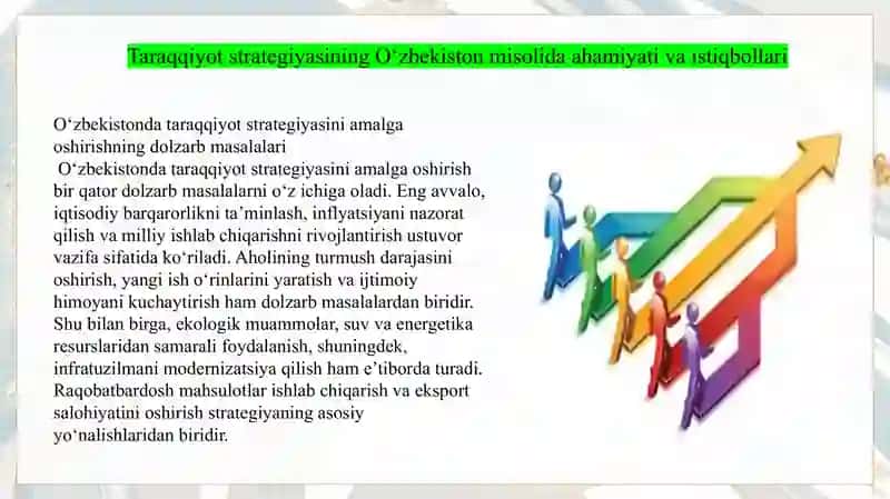 Taraqqiyot strategiyasi va uning unda O‘zbekistonni rivojlantirish yo‘llari 4