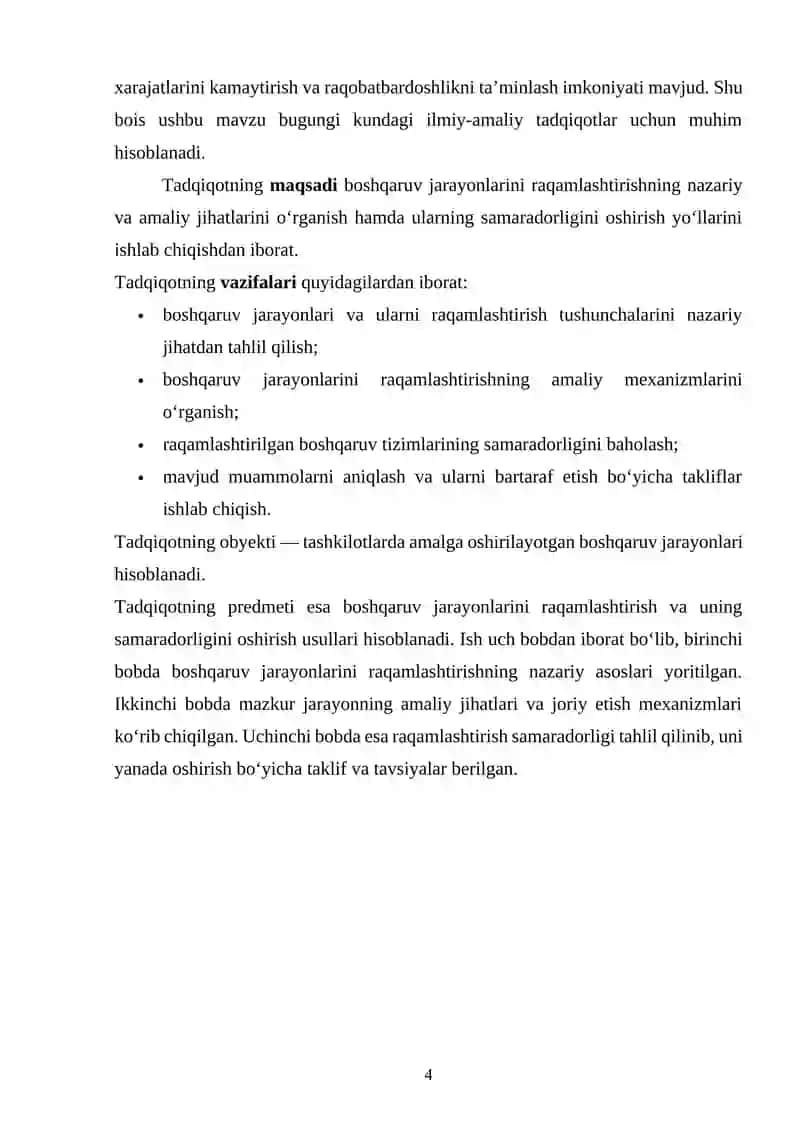 Boshqaruv jarayonlarini raqamlashtirish samaradorligini oshirish masalalari 4