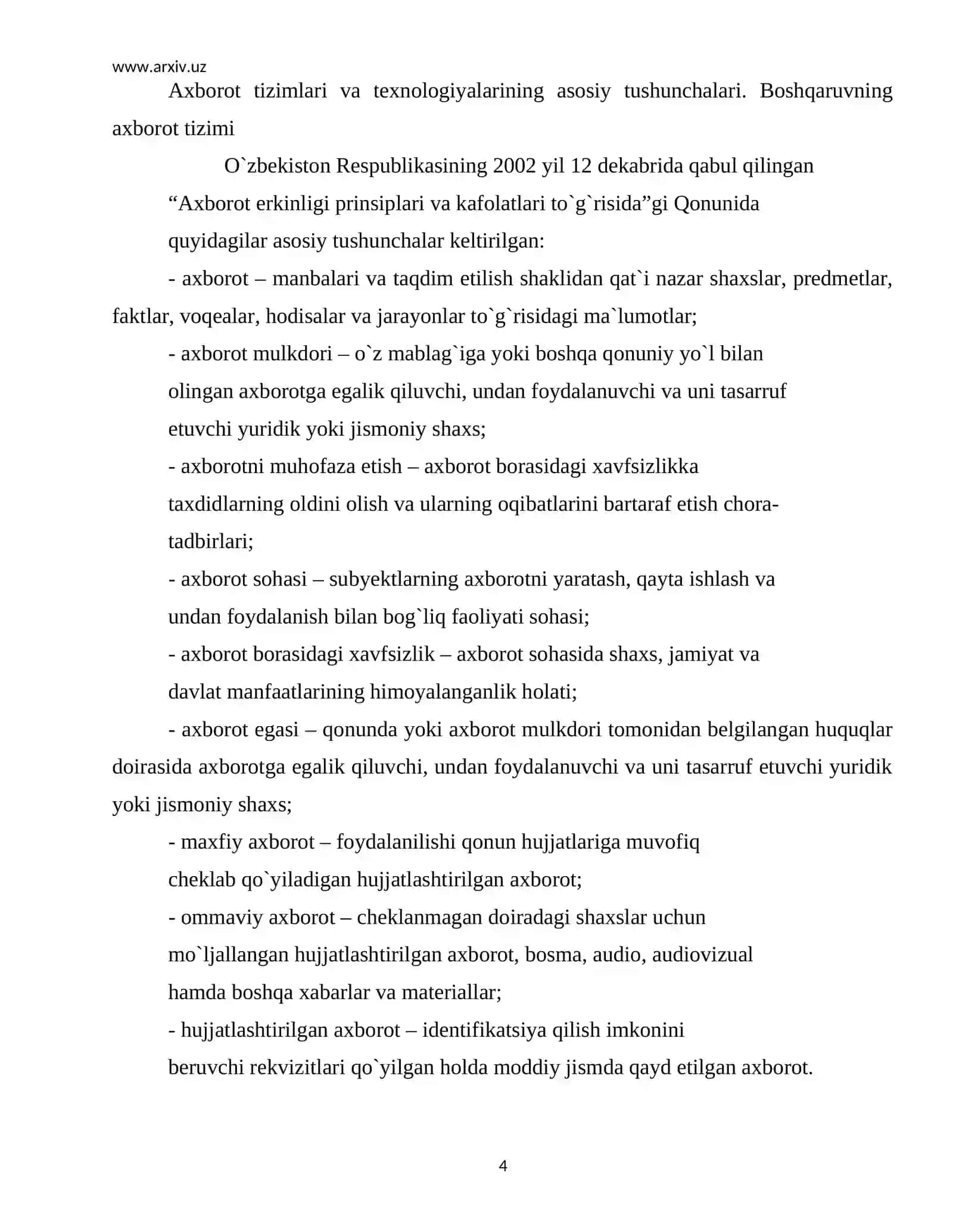 Axborot xavfsizligini ta`minlash masalalari 4