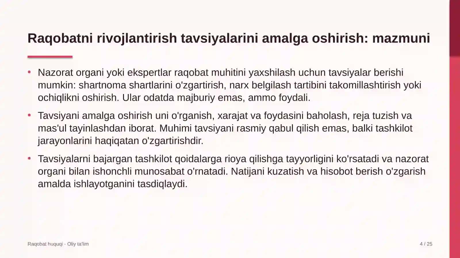 g'isht zavodlarida raqobatni rivojlantirish bo'yicha tavsiyalarni amalga oshirish 5554 4