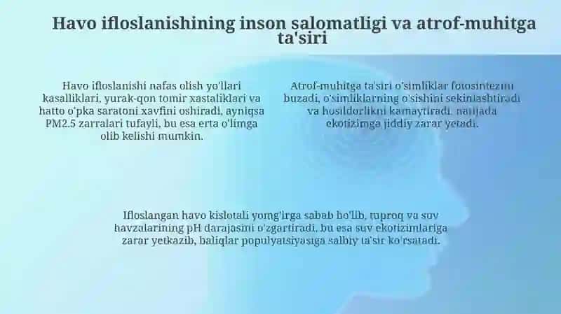 O'zbekistonda havo ifloslanishi: Manbalar, Ta'sirlar va Monitoring 4