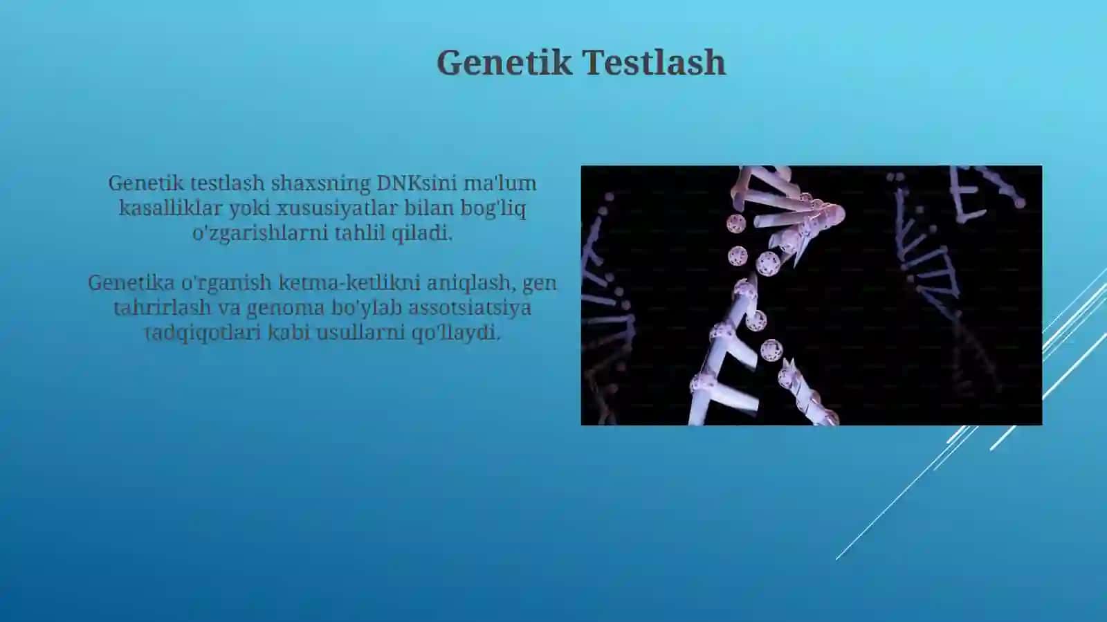 Gen va genom kasallik turlari.genetikani oʻrganish usullari 4