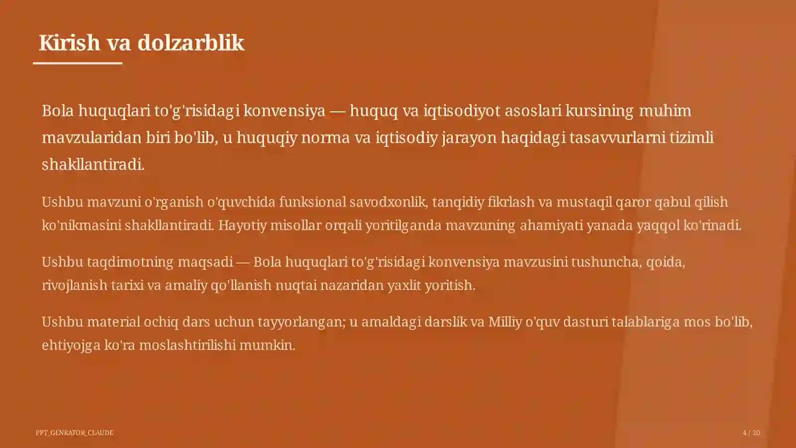 Bola huquqlari to'g'risidagi konvensiya (9-sinf) 4