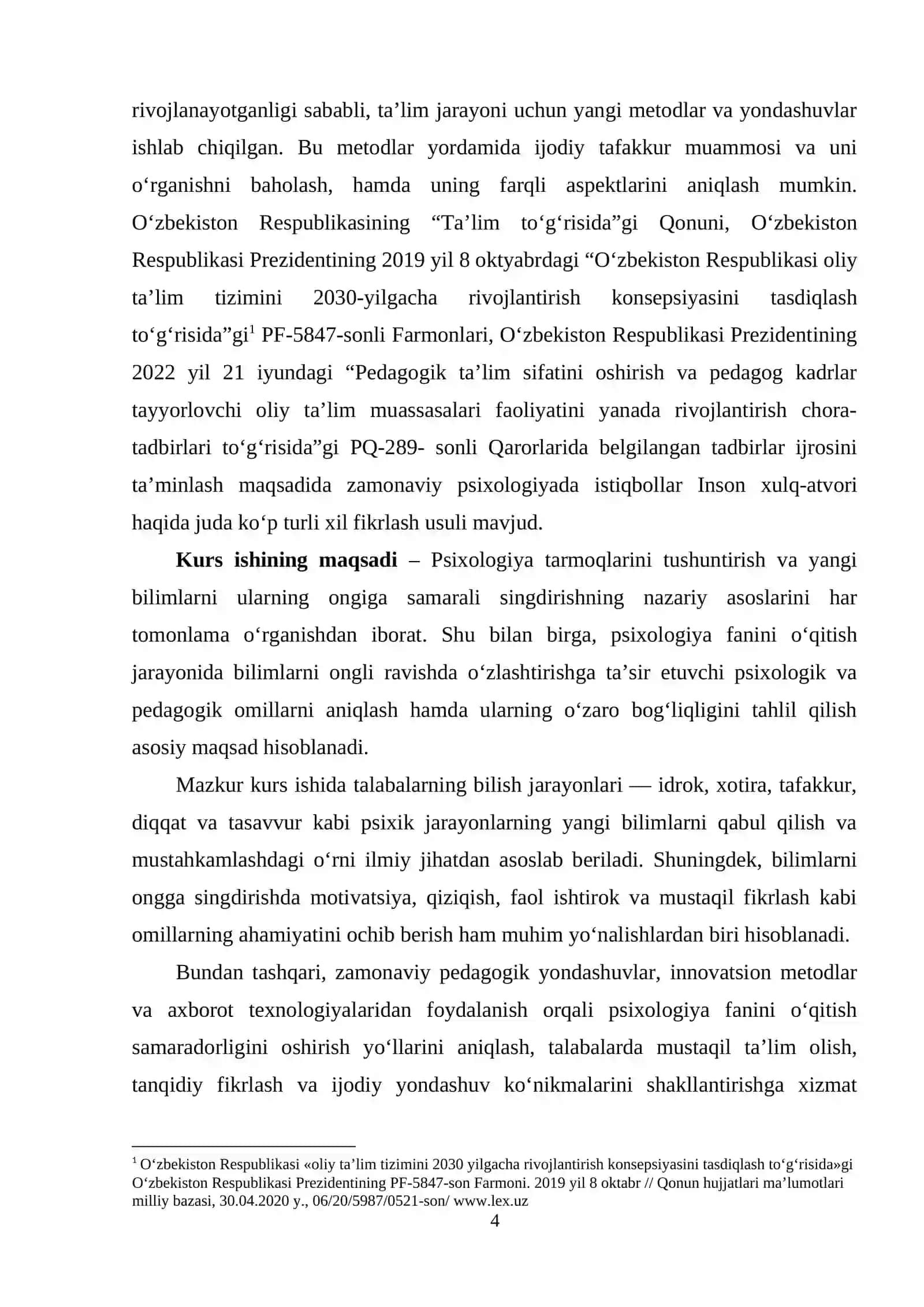 TALABALARGA PSIXOLOGIYA TARMOQLARI BOʻYICHA TUSHUNTIRISH, YANGI BILIMLARNI ONGIGA SINGDIRISH 4