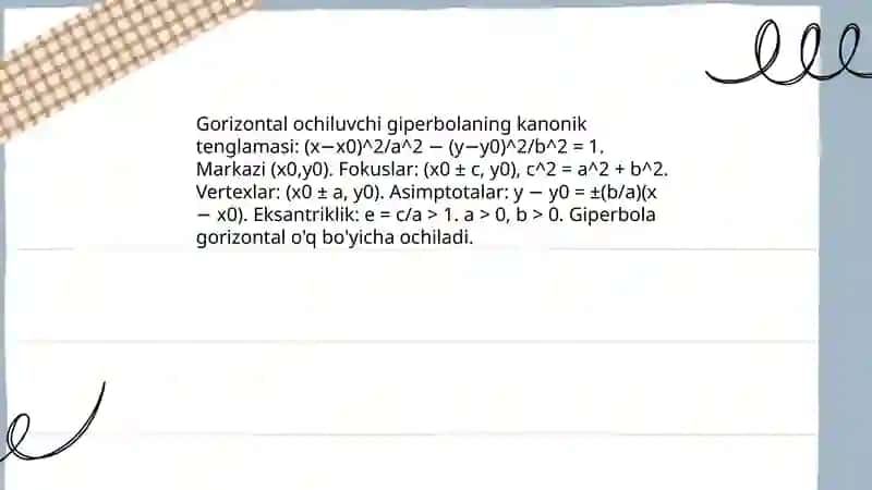 Giperbolaning kanonik tenglamasi 4