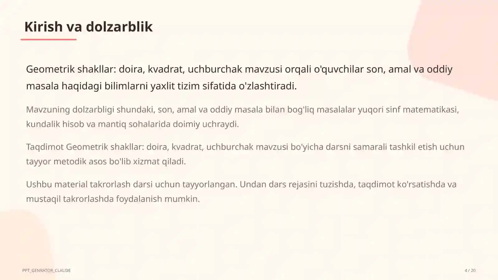 Geometrik shakllar: doira, kvadrat, uchburchak (1-sinf) 4