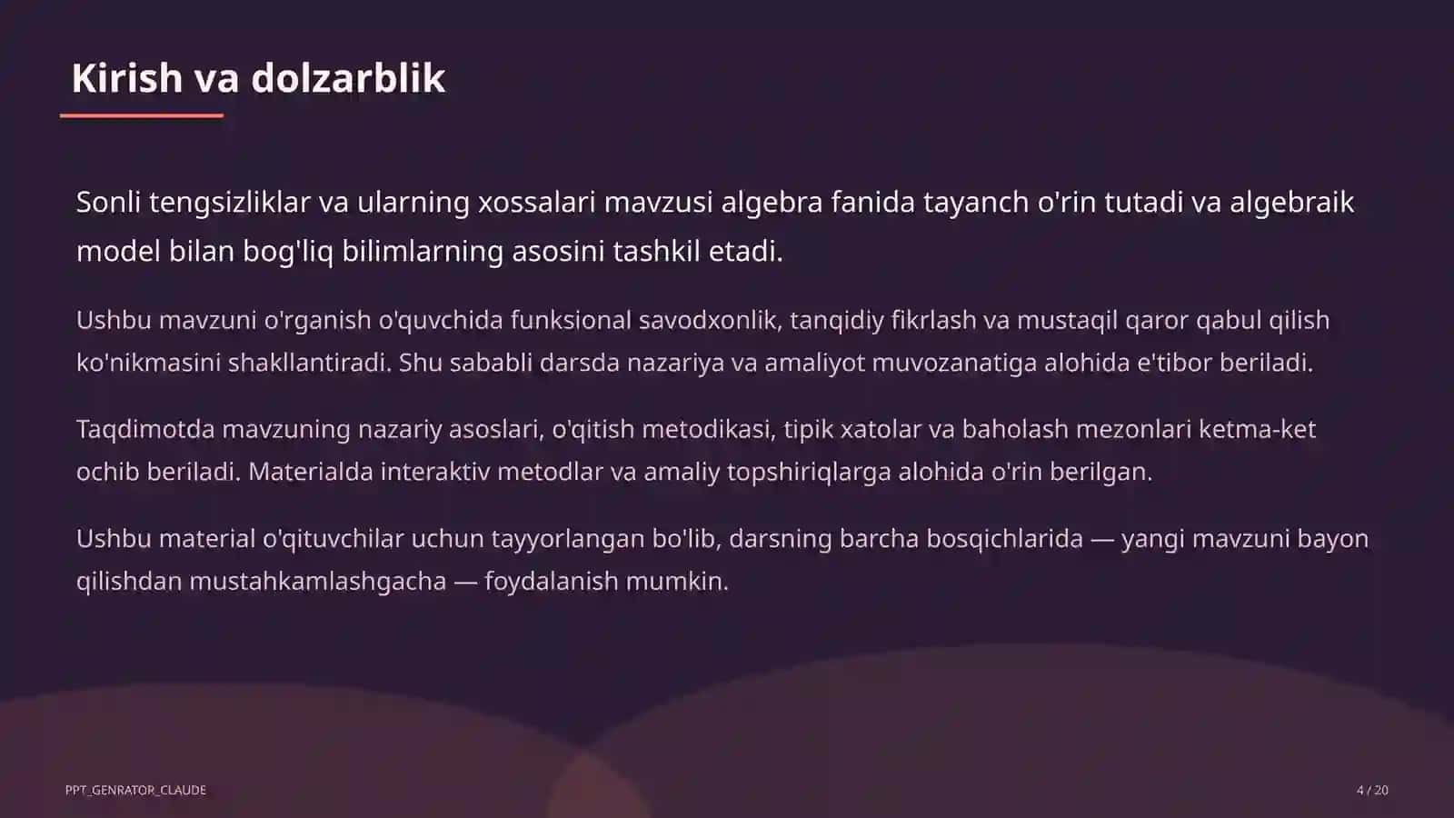 Sonli tengsizliklar va ularning xossalari (8-sinf) 4