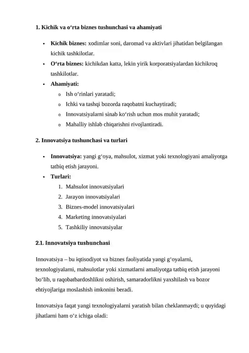 Kichik va o‘rta biznes tashkilotlari va innovatsiyalar 4