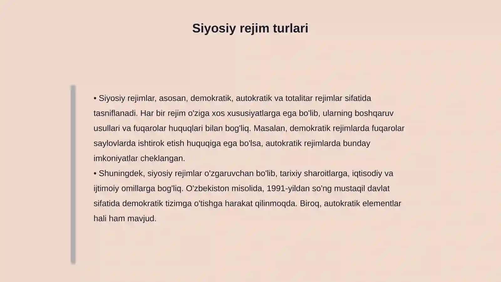 Siyosiy tizim va siyosiy rejimning o‘zaro bog‘liqligi 4