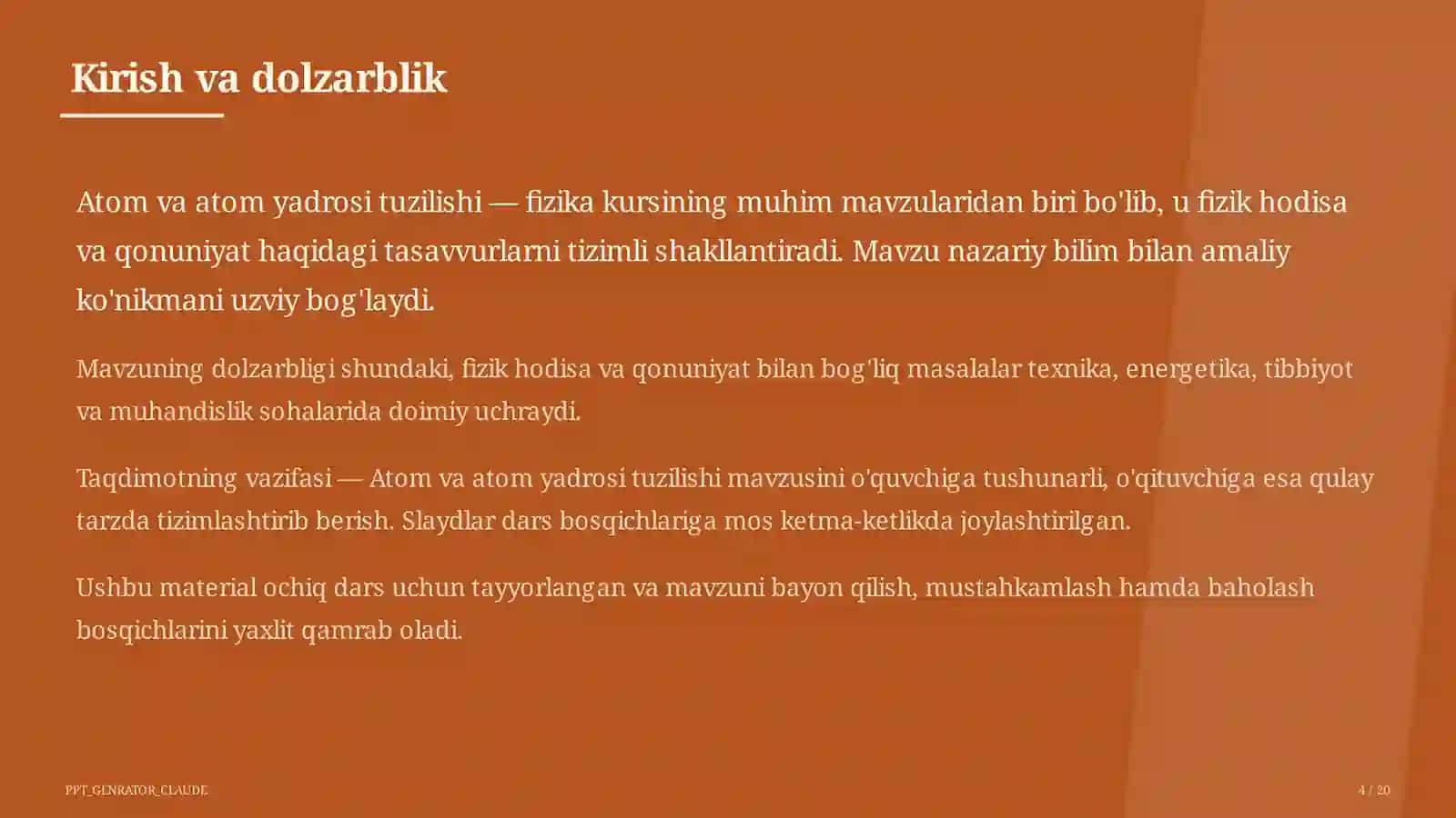 Atom va atom yadrosi tuzilishi (11-sinf) 4
