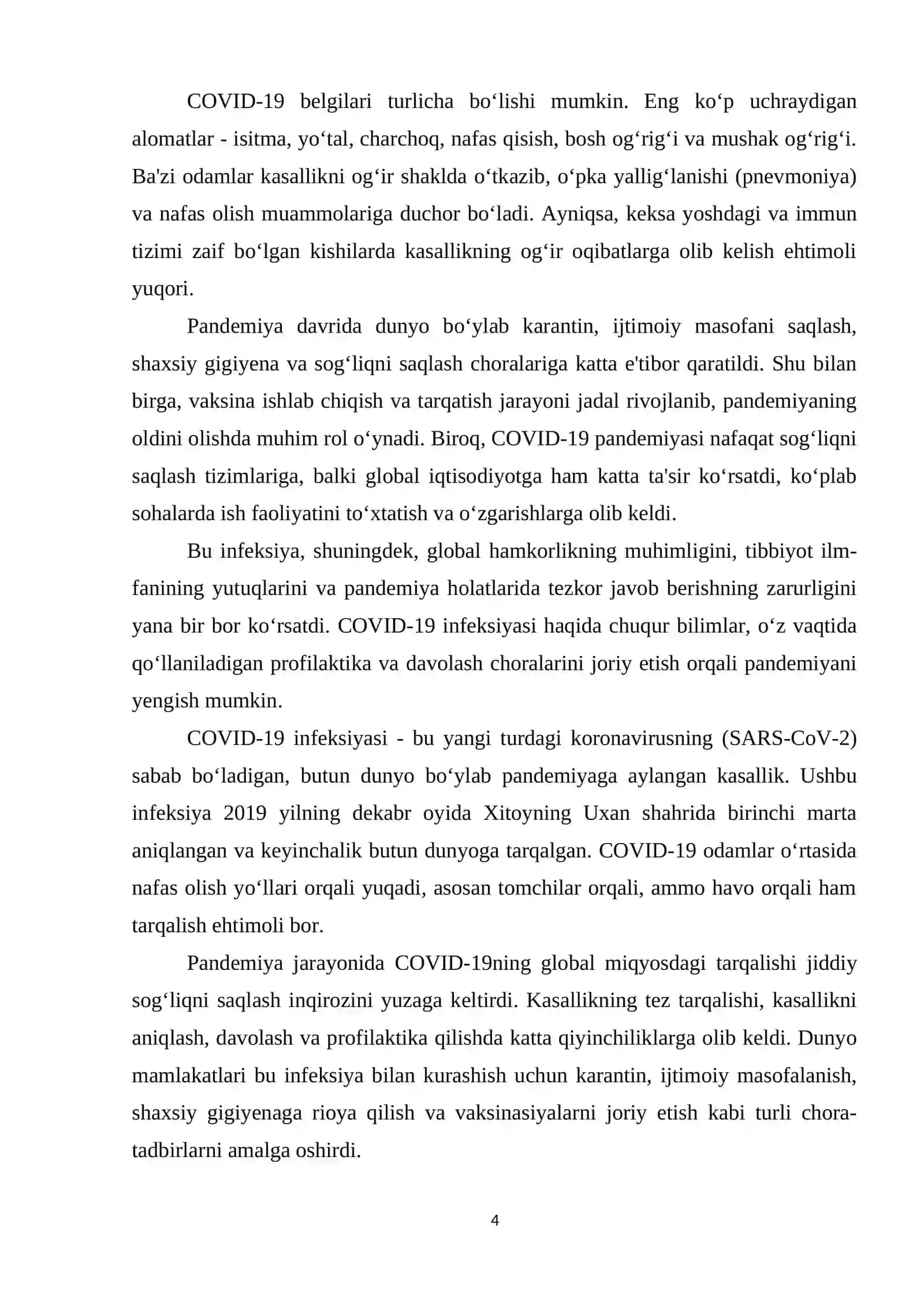 TIBBIYOTDA AXBOROT TEXNOLOGIYALARI FANIDAN COVID19 MAVZUSIDA MUSTAQIL ISHI 4