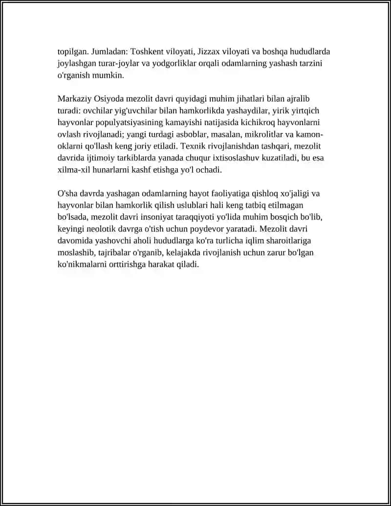 MARKAZIY OSIYONING MEZOLIT DAVRI YODGORLIKLARI 4