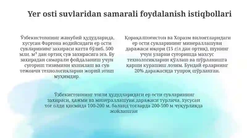 Yer osti suvlari va ularning geografik tarqalishi 4