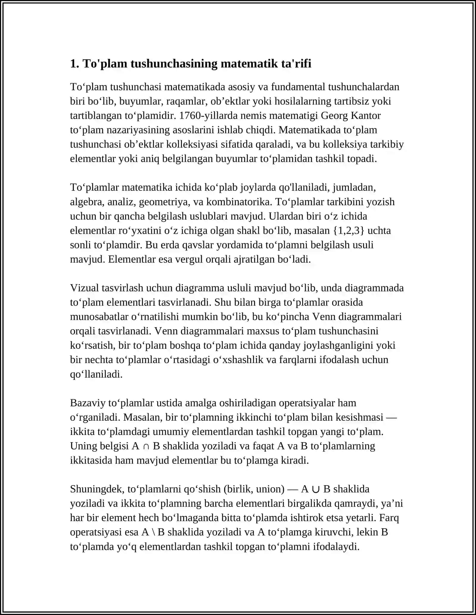 TO'PLAM HAQIDA TUSHUNCHA. TO'PLAMNING HARAKTERISTIK XUSUSIYATLARI 4