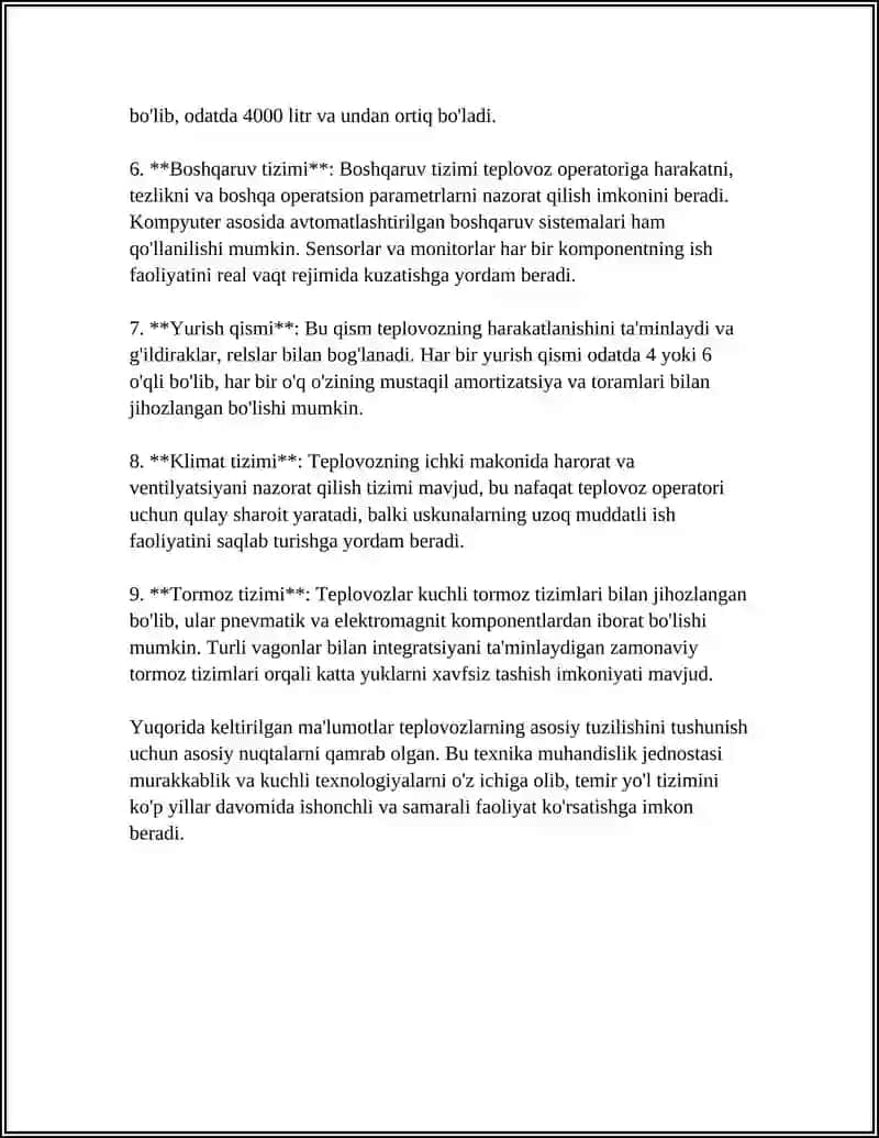 TEMIR YO'LLARDA TORTUVCHI HARAKAT TARKIBLARI: TEPLOVOZLAR 4