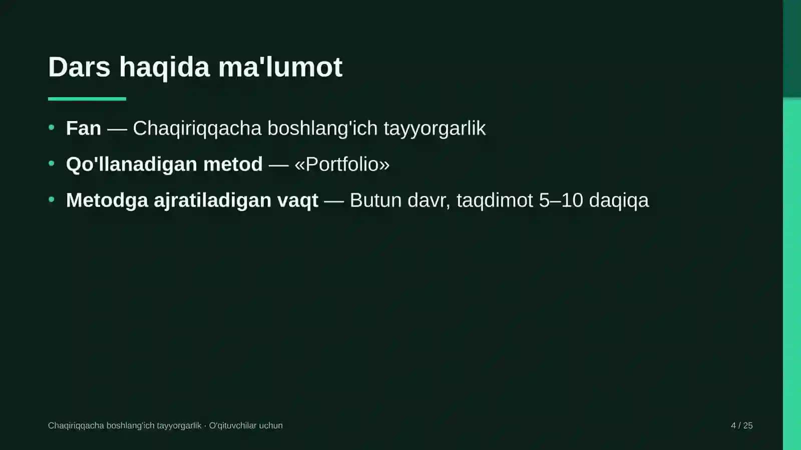 chaqiriqqacha boshlang'ich tayyorgarlik darslarida portfolio metodidan foydalanish 3508 4