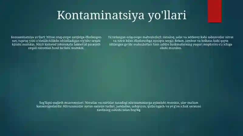 Oziq-Ovqat Mahsulotlari Nitritlar Va Nitritrobirikmalari Bilan Ifloslanishi 4