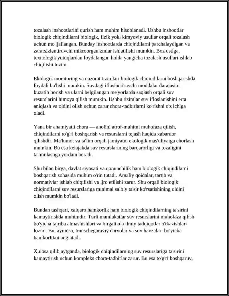 TASHQI MUHITNING BIOLOGIK VA TEXNOLOGIK CHIQINDILAR BILAN IFLOSLANISHI 4
