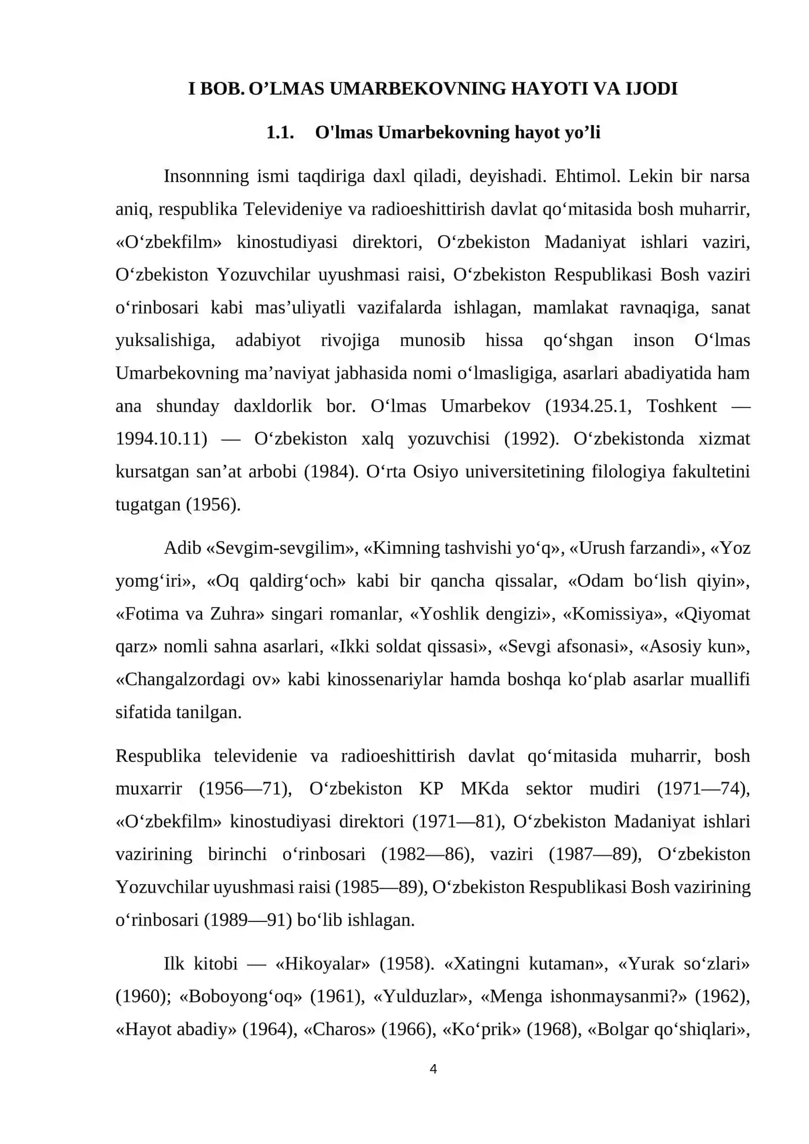 O'lmas Umarbekovning"Odam bo'lish qiyin" asari 4