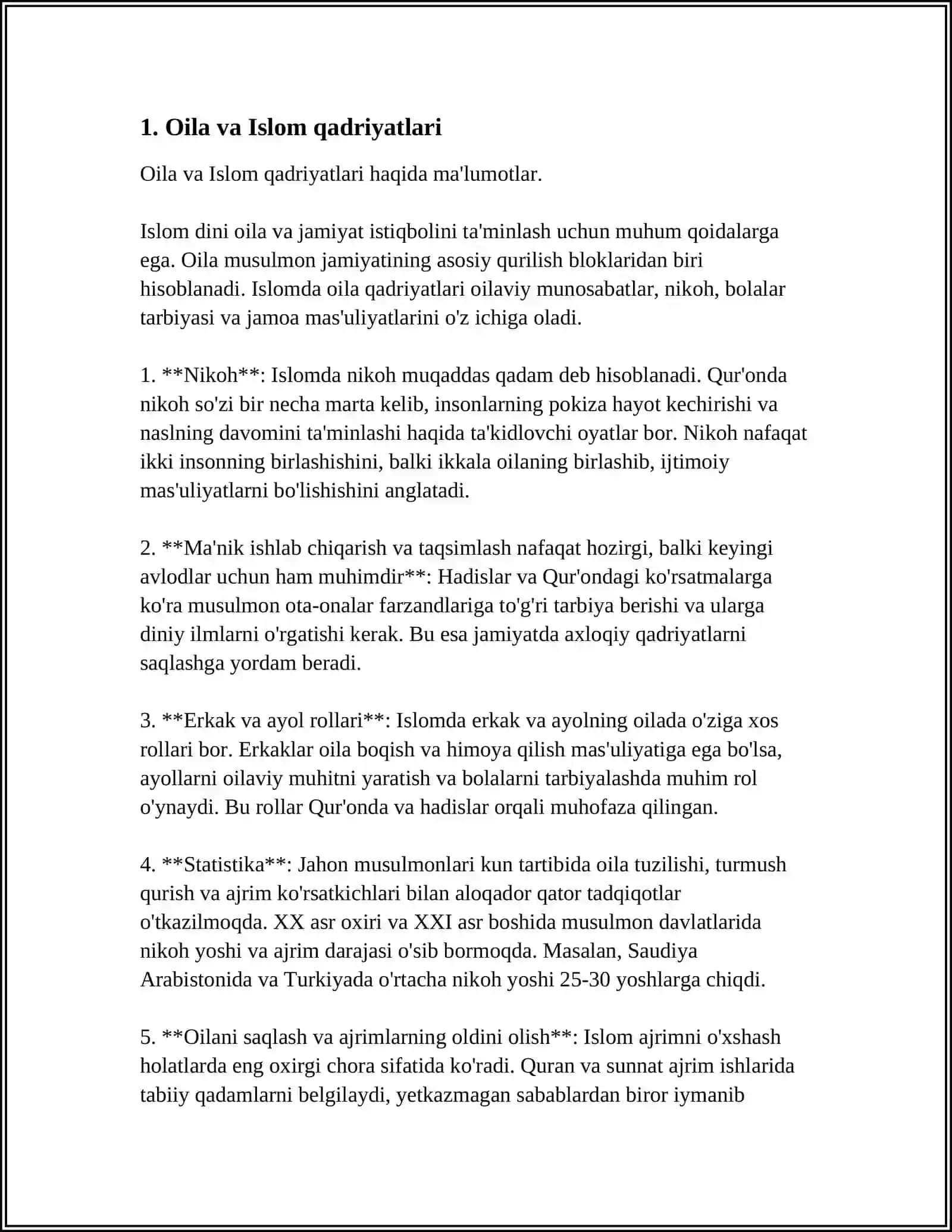 SHAYX MUXAMMAD SODIQ MUHAMMAD YUSUF ''BAXTIYOR OILA ''ASARIDA ISLOM QADRIYATLARINING TALQINI 4