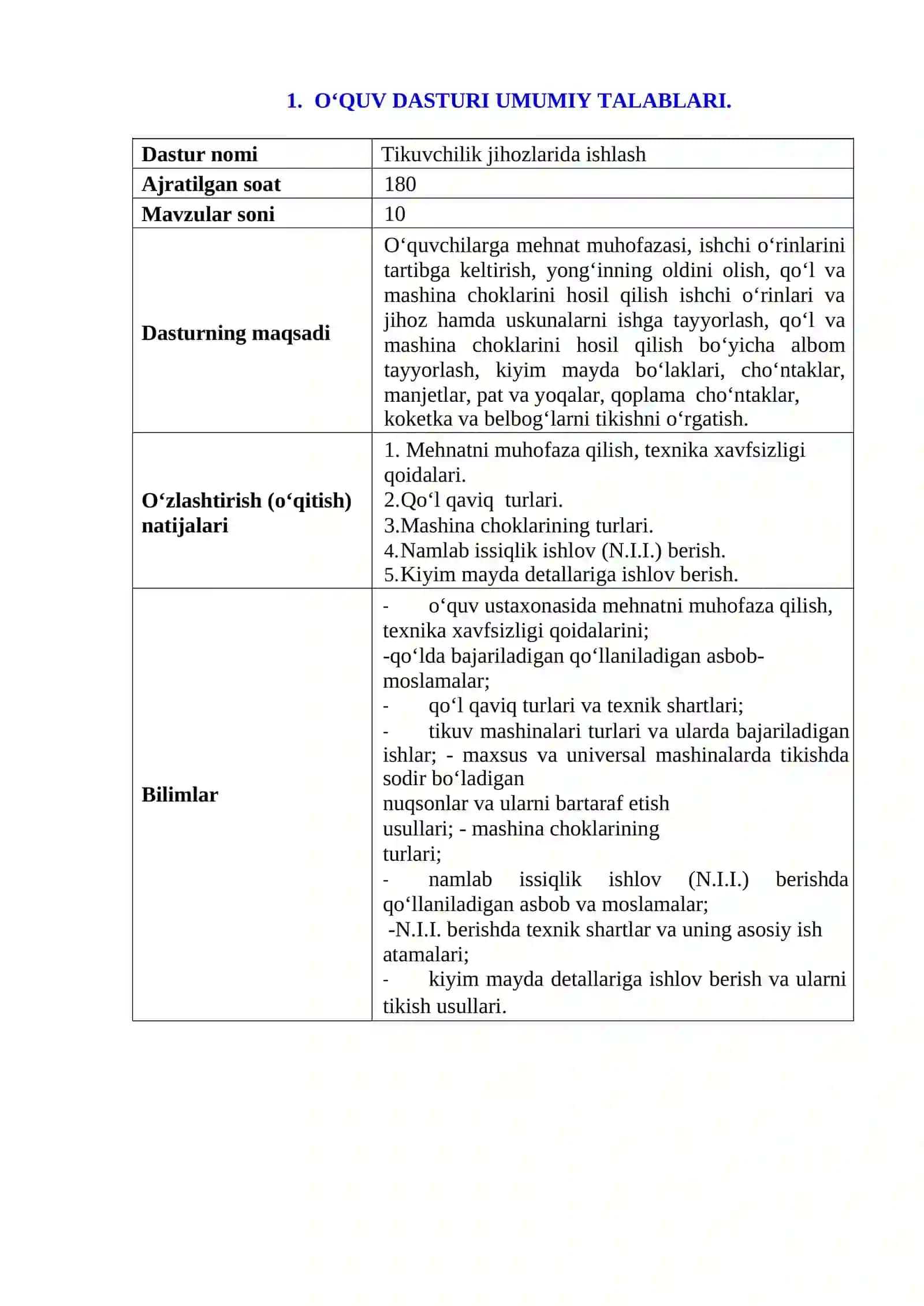 TIКUVCНILIК JIHOZLARIDA ISНLASH O'QUV AМALIYOTIDAN O'QITISH MATERIALLARI TO'PLAMI 4