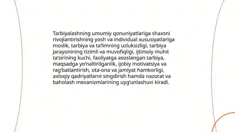 tarbiyaning umumiy metodlari. Tarbiya qonuniyatlari va tamoyillari 4