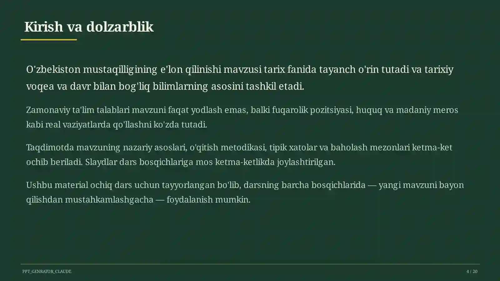 O'zbekiston mustaqilligining e'lon qilinishi (11-sinf) 4