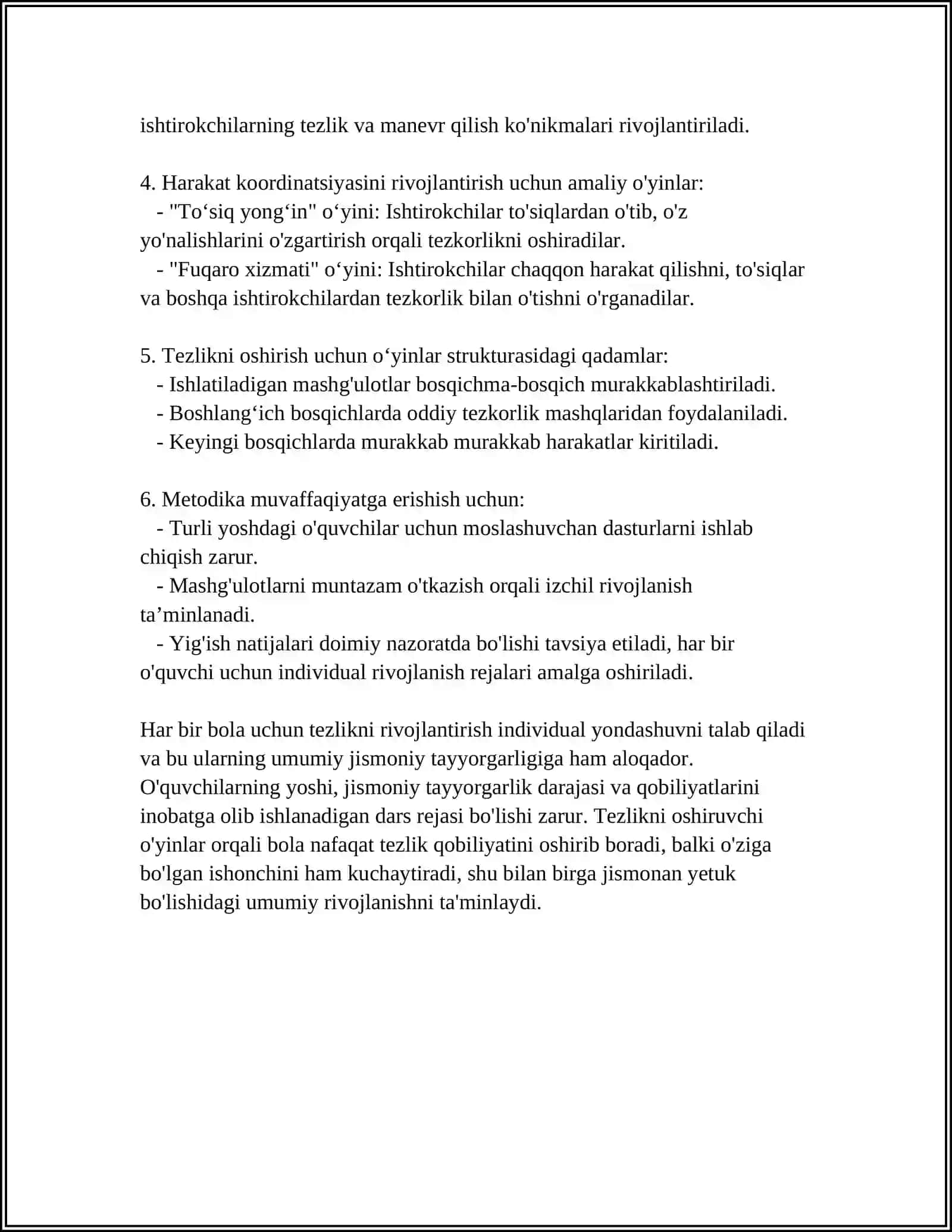 Tezlikni rivojlantiruvchi harakatli o'yinlar metodikasi 4