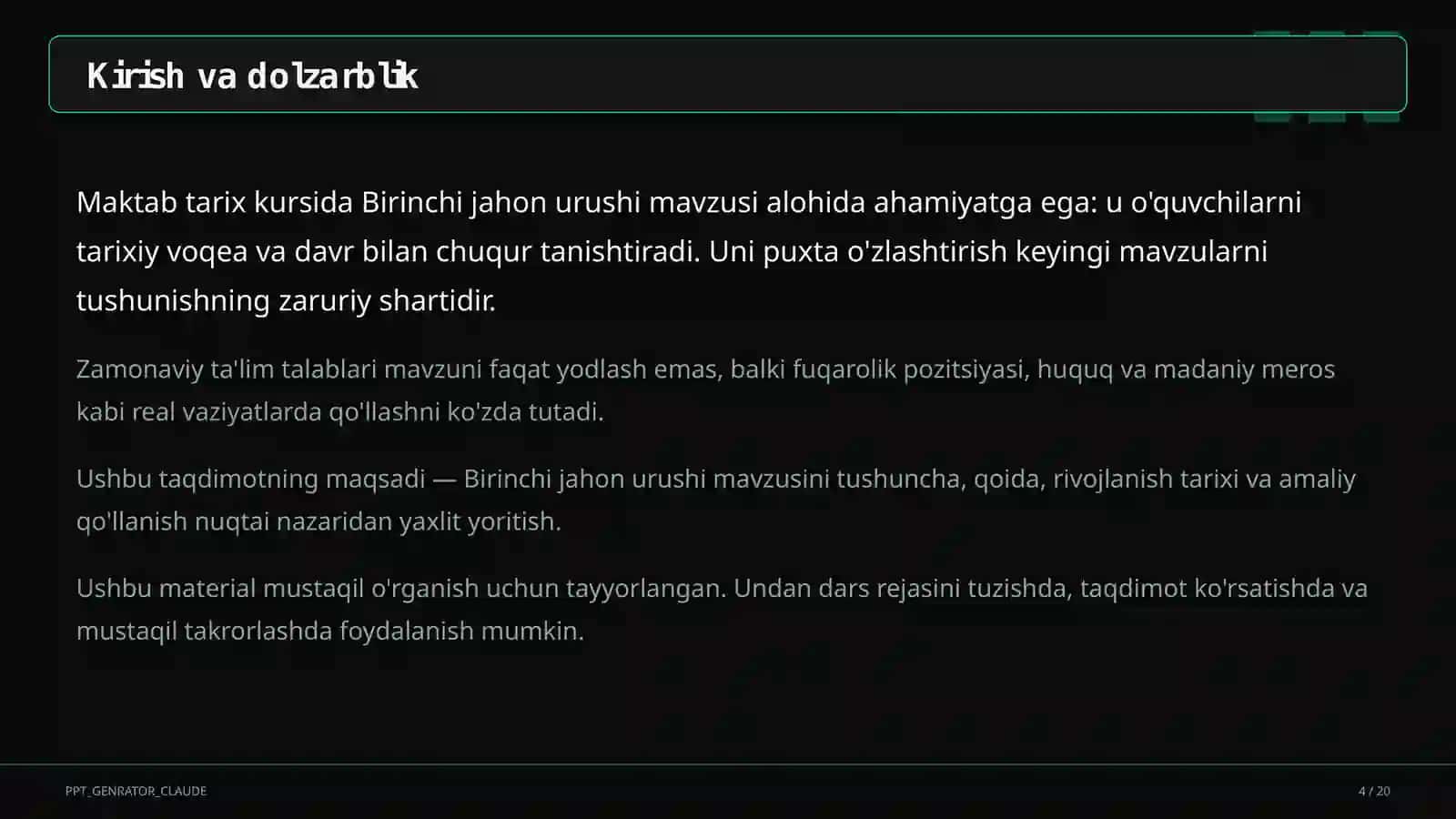 Birinchi jahon urushi (9-sinf) 4