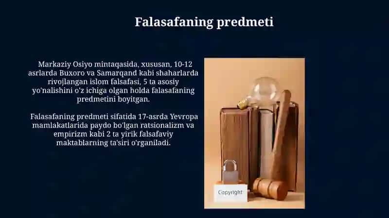 Falasafaning predmeti va jamiyatdagi roli 4