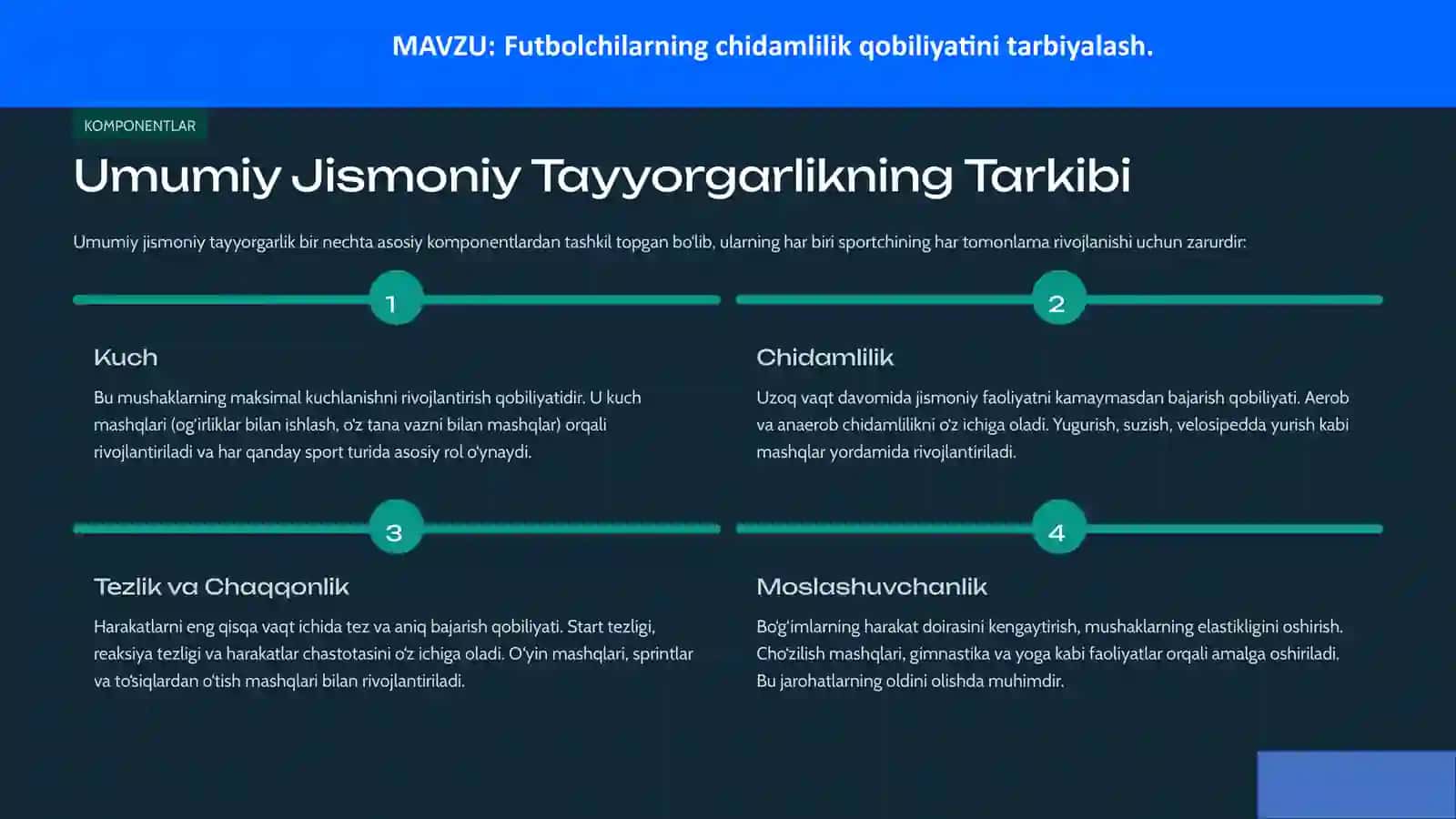 Futbolchilarning chidamlilik qobiliyatini tarbiyalash 4