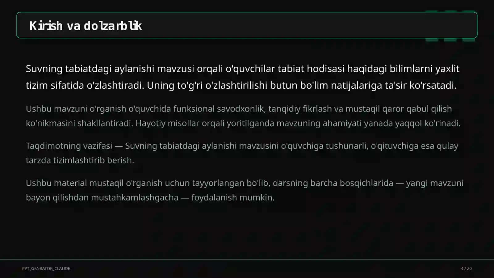 Suvning tabiatdagi aylanishi (2-sinf) 4