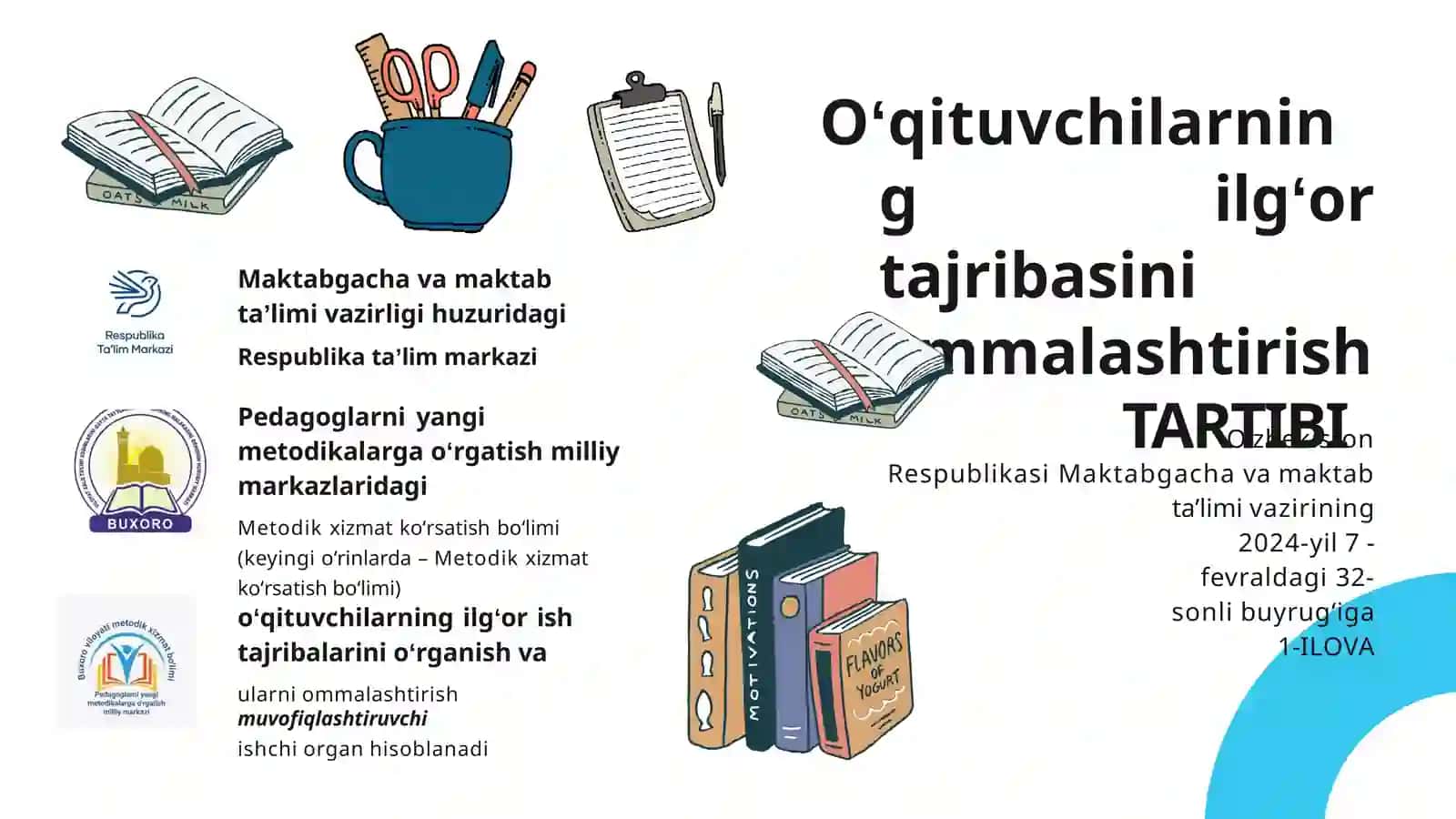 O‘QITUVCHILARNING ILG‘OR TAJRIBASI VA FAOLIYATIDA DAVOMIDA QO‘LLAB KELAYOTGAN ZAMONAVIY METODIKALARINI OMMALASHTIRISHTARTIBINI TAKOMILLASHTIRISHTO‘G‘RISIDA 4
