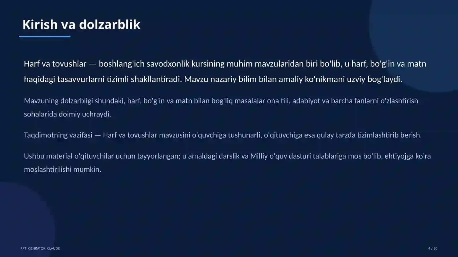 Harf va tovushlar (1-sinf) 4