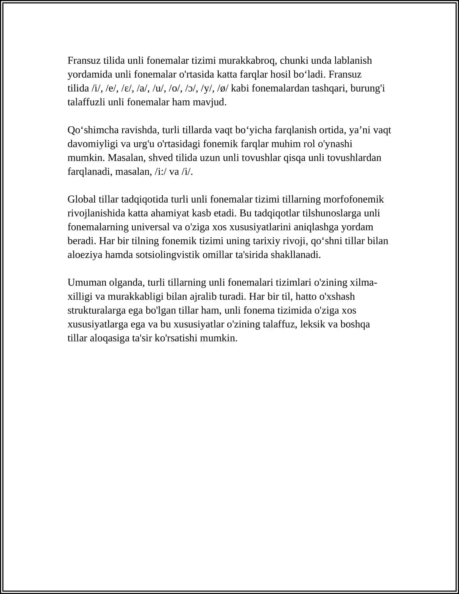 TURLI TILLARDAGI FONETIK HODISALAR VA ULARNING OʻXSHASH VA FARQLI JIHATLATI 4