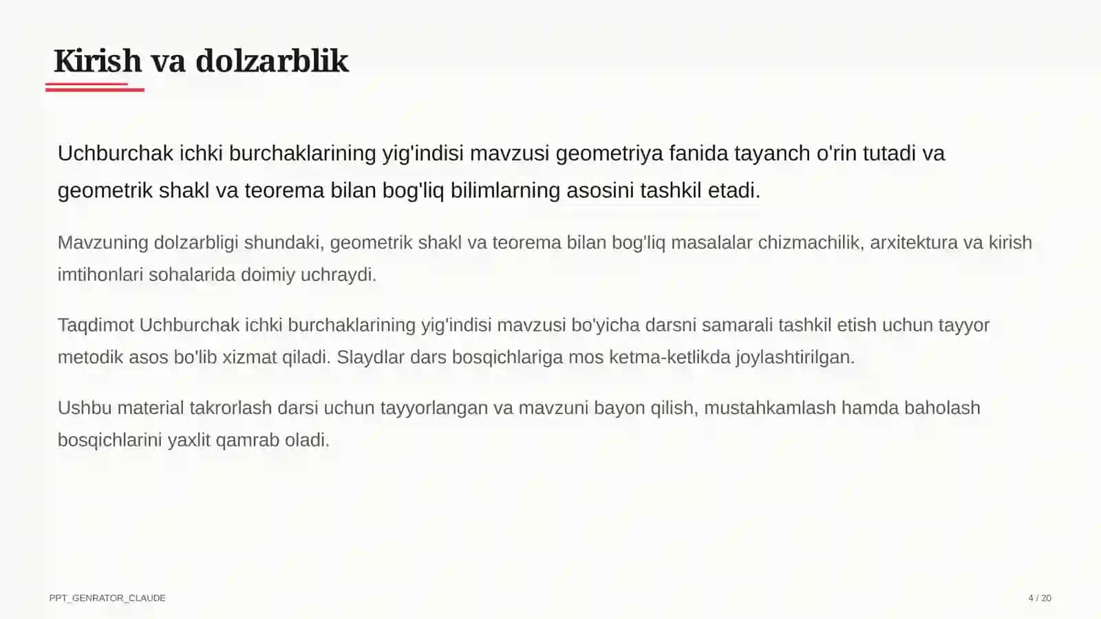 Uchburchak ichki burchaklarining yig'indisi (7-sinf) 4